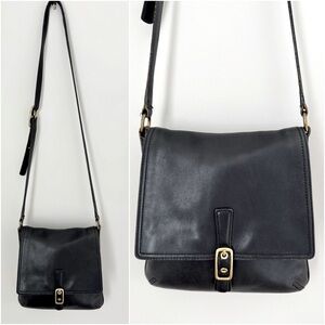 COACH Vintage Leather Legacy Slim Flap Crossbody Bag Black